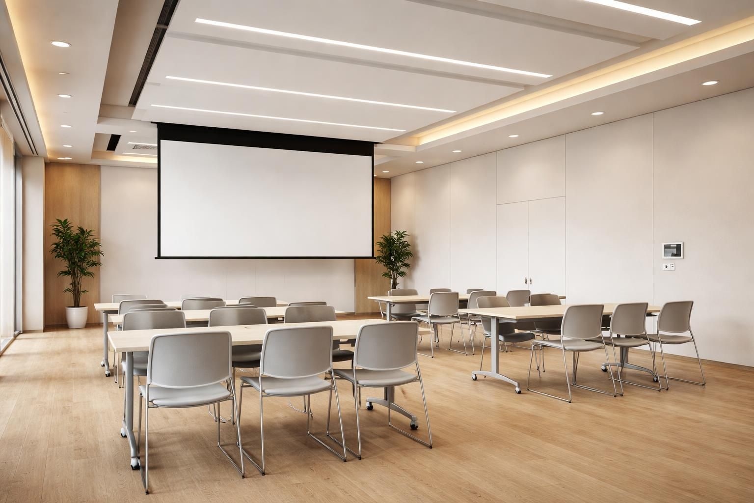 découvrez comment intégrer un écran de projection motorisé dans une salle polyvalente pour optimiser l'espace et améliorer vos présentations.