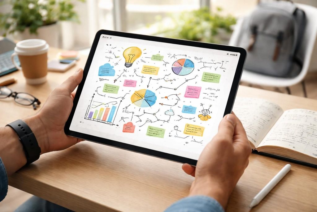 découvrez comment transformer votre tablette tactile en un tableau blanc nomade pour annoter facilement vos documents et idées, où que vous soyez.